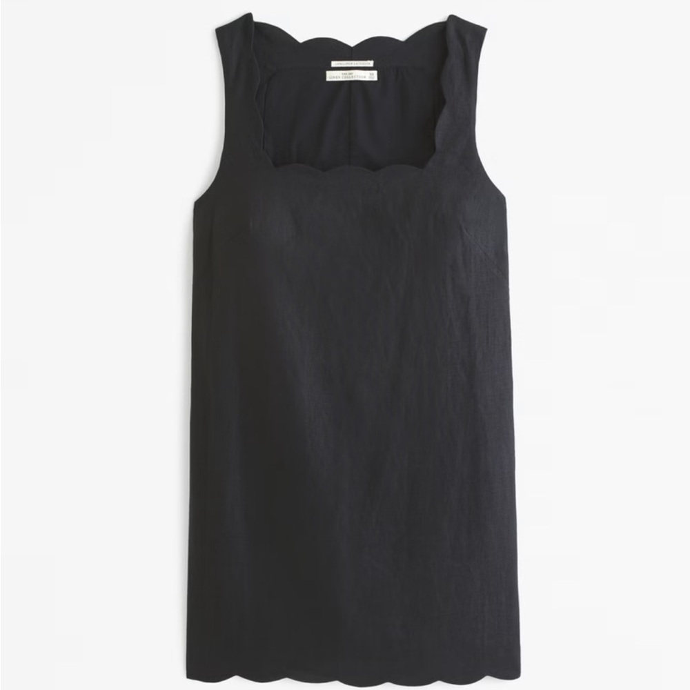 Premium linen scalloped edge dress